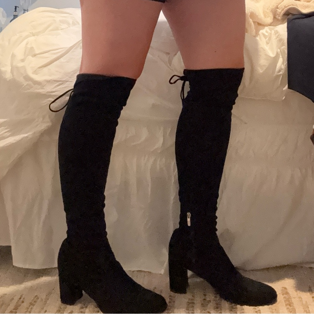 Marc Fisher Black Over-the-Knee Suede Boots